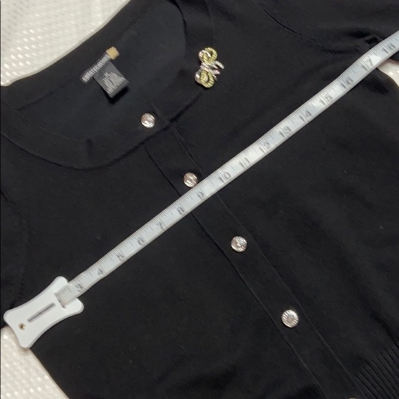 SweaterWorks Silk-Blend Black Cardigan Medium - Picture 6 of 8